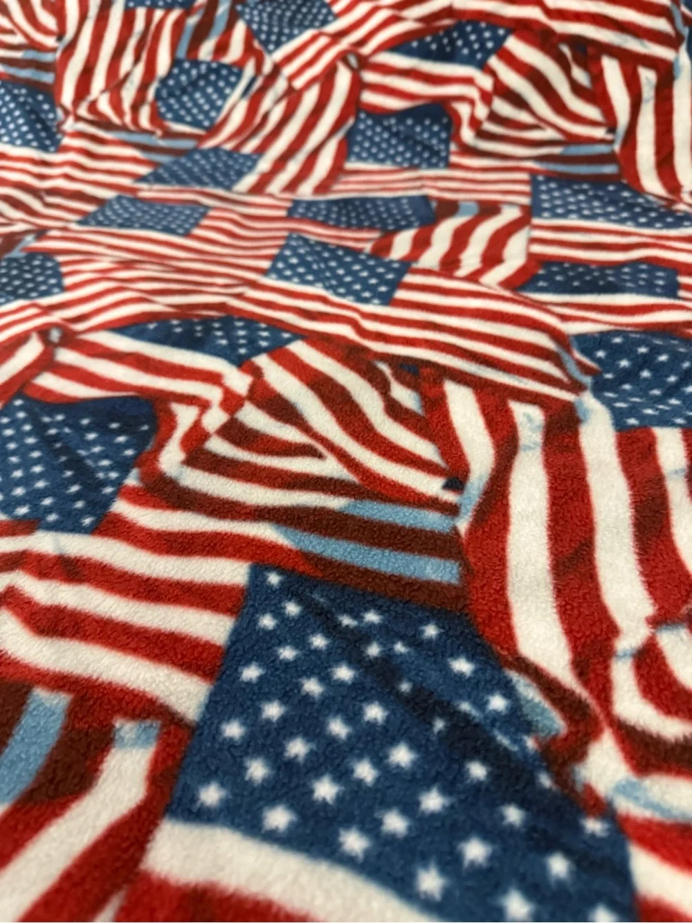 Patriotic Themed & Bald Eagle Flying Reversible 55” X 67” Fleece Tied Blanket